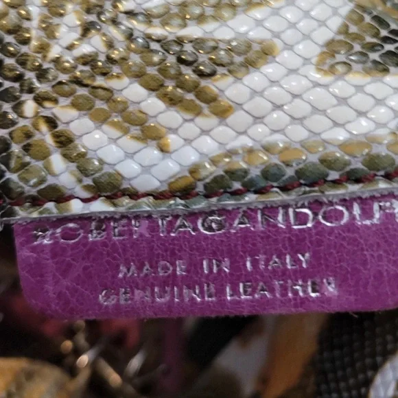 Roberta Gandolfi Italian Leather Tote Shoulder Bag Multicolor Floral with Pouch - Picture 3 of 11